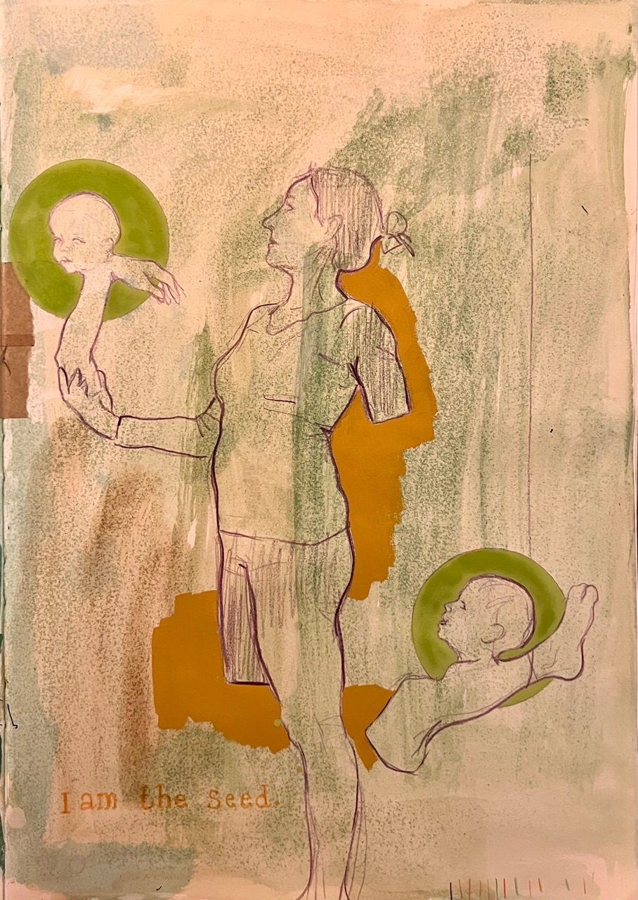 Woman holding arm and leg