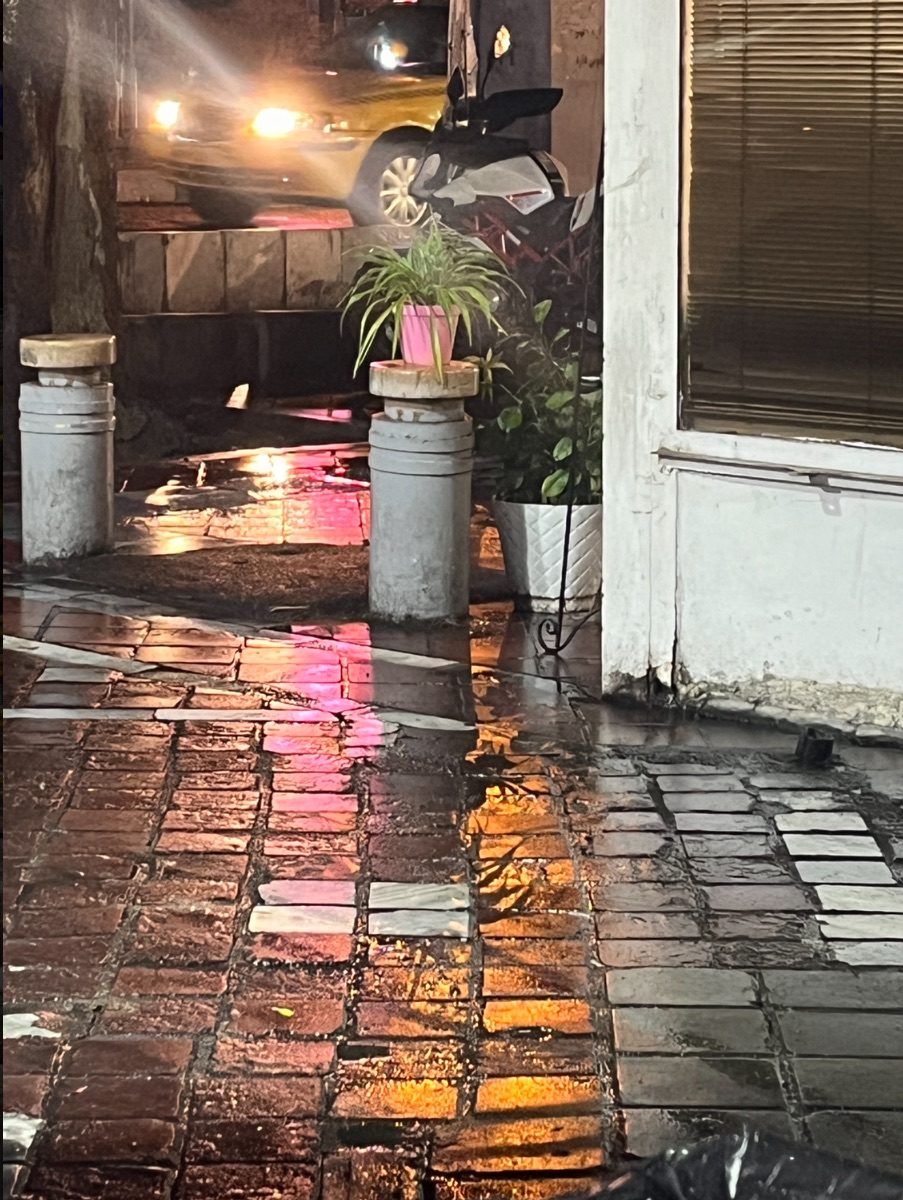 A picture of my view eating a hotdog in Tehran