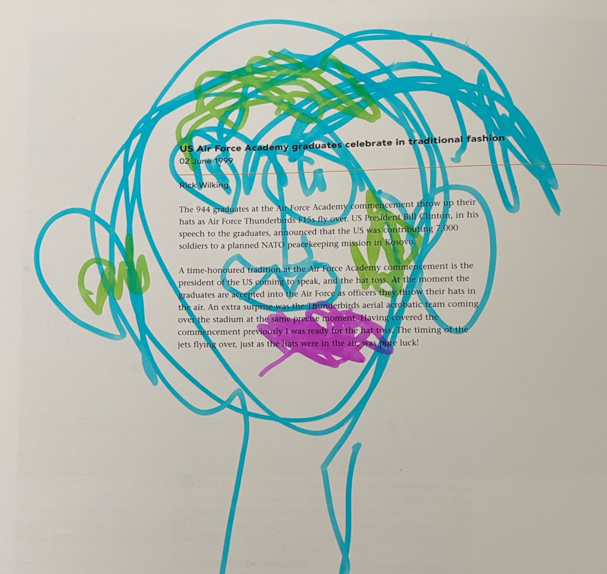 A face drawing with markers