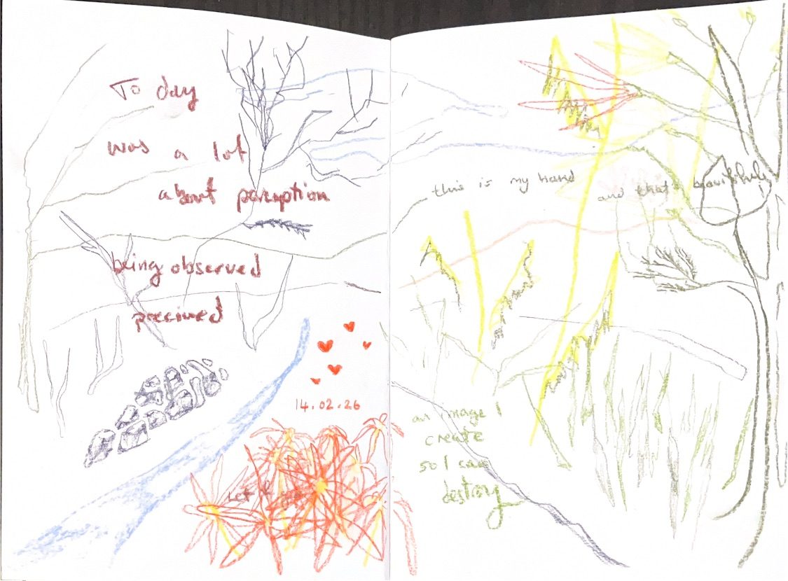 Sketchbook chalk pencil drawings of natural motives