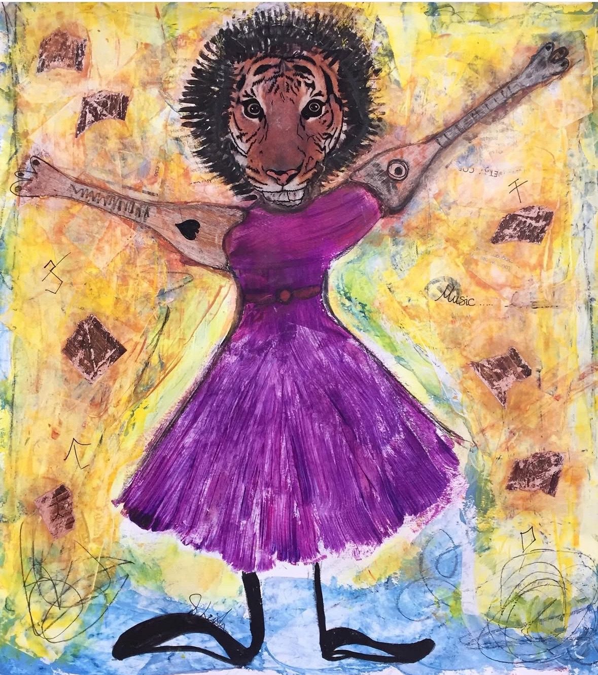 Abstract painting and collage