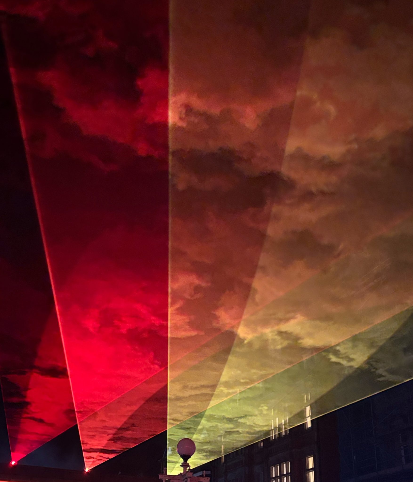 Photo of a temporary light show