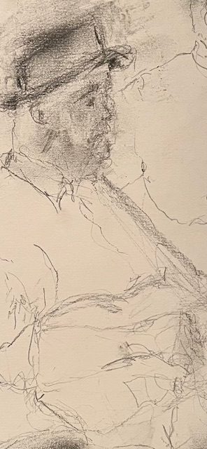 Pencil drawing of guitarist