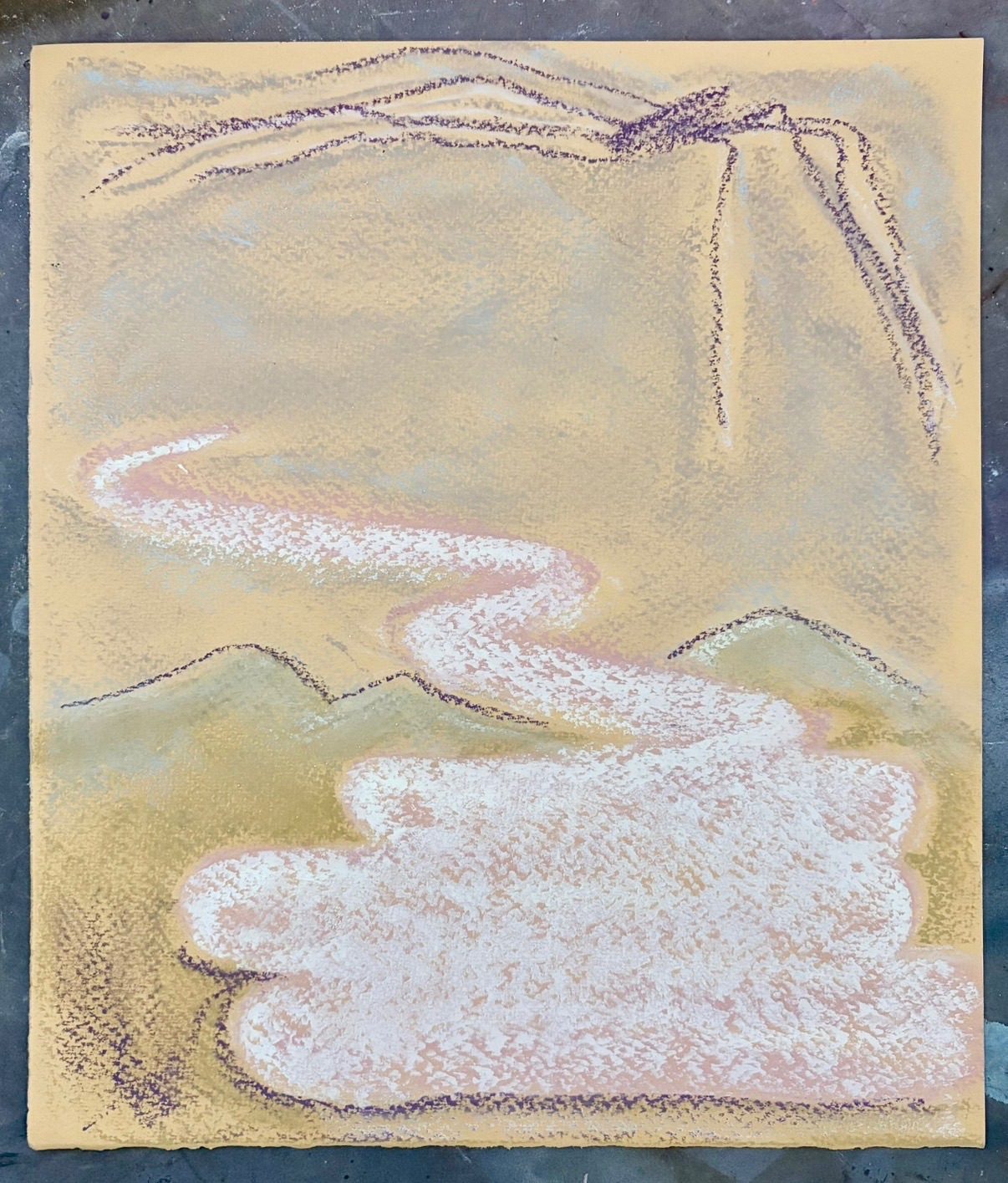 Landscape with a speech bubble and a spider in the sky