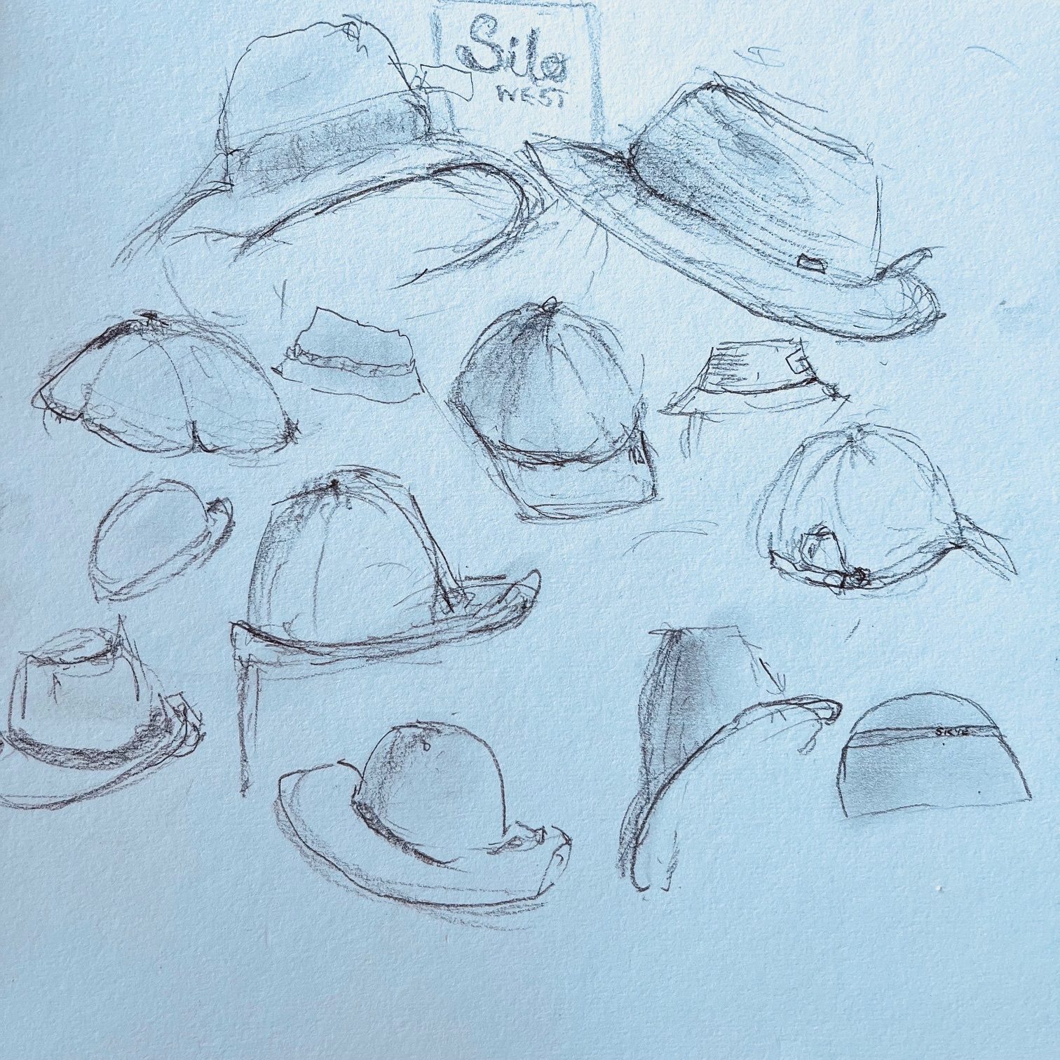 Sketch of several hats
