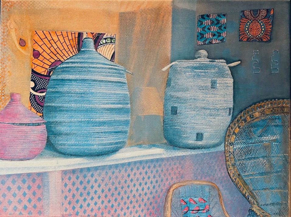 Mixed Medium Painting - Used collage elements to brighten up this composition