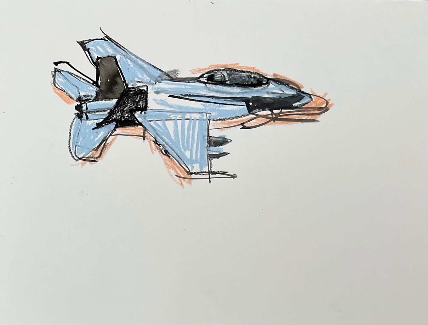 War plane. Mixed media