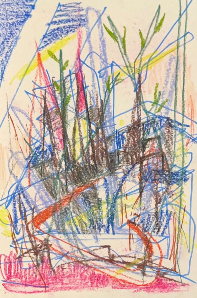 Abstract sketch of half finished building