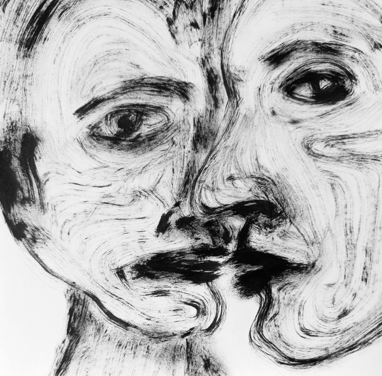 Two faces press into one another, as if sharing something too close to be spoken aloud.