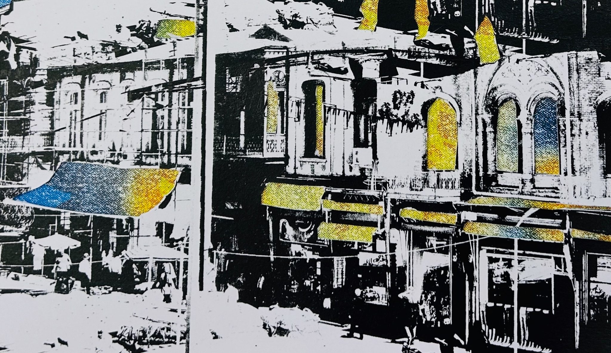 Beginning of a new collaborative collage project - screen print fragments