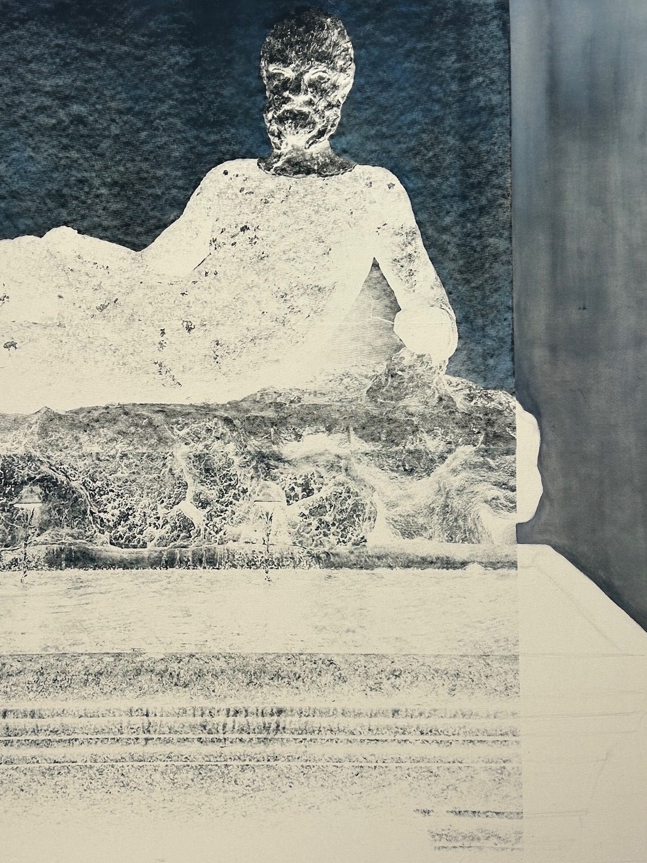 Work in progress - painting and printing on stretched canvas