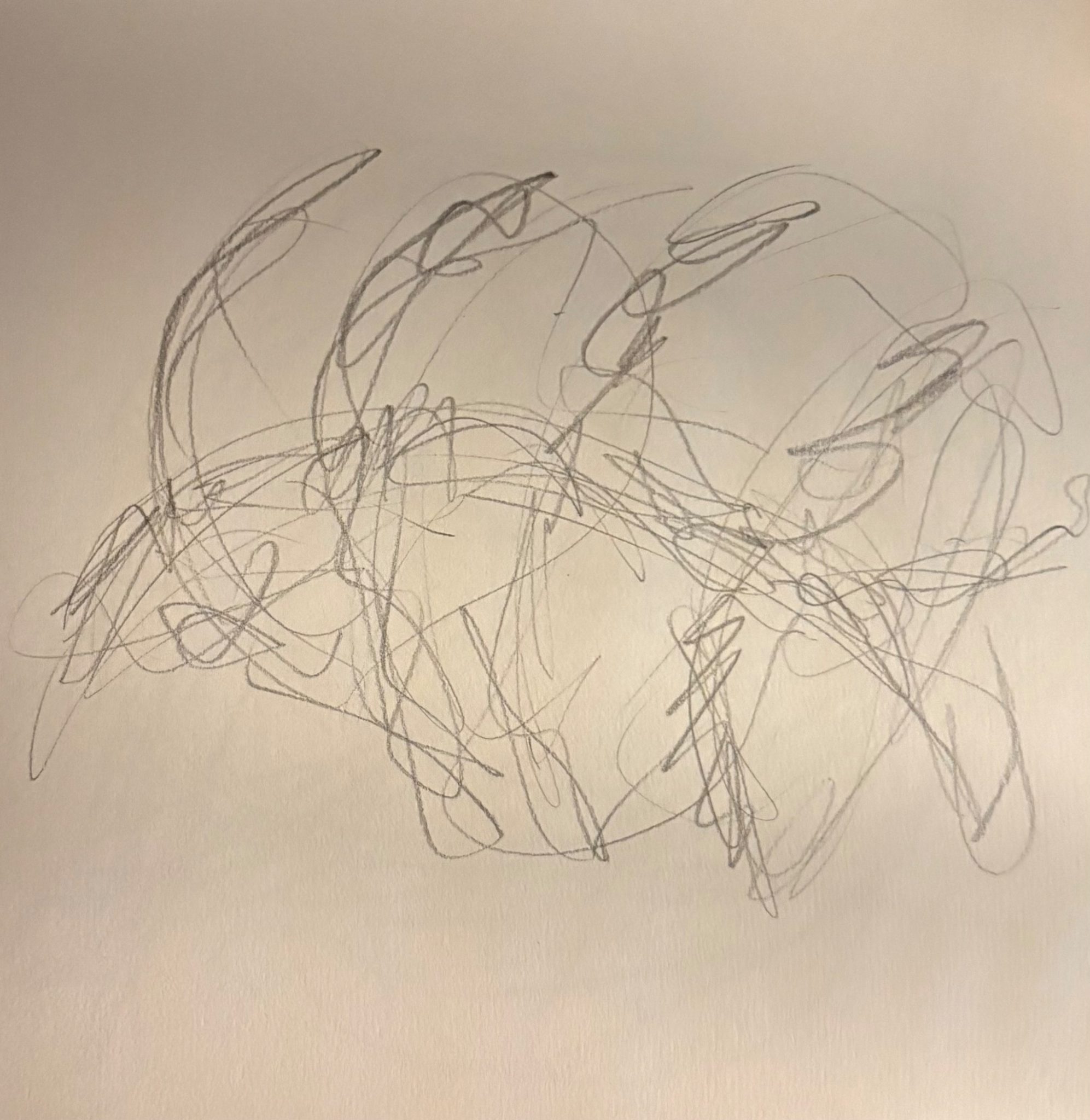 An abstract pencil drawing representing a joyful phrase of music.