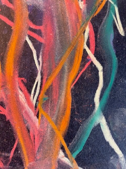 Coloured chalk lines on paper