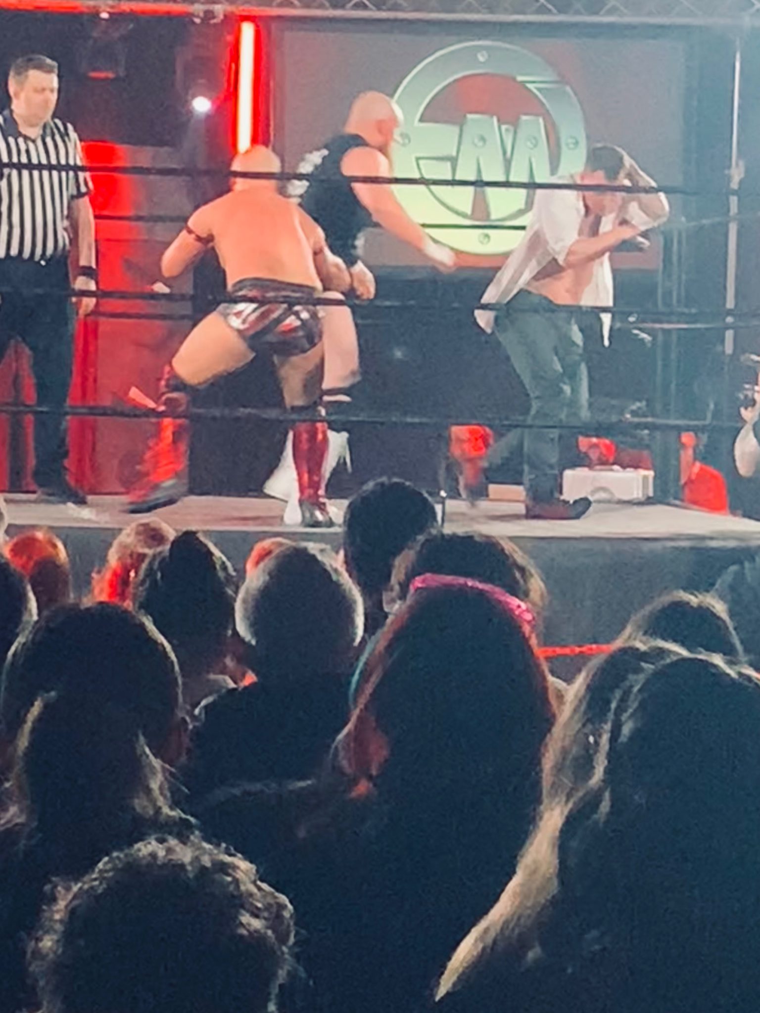 Liking the interaction of the audience and ring working out how to paint this and create connections