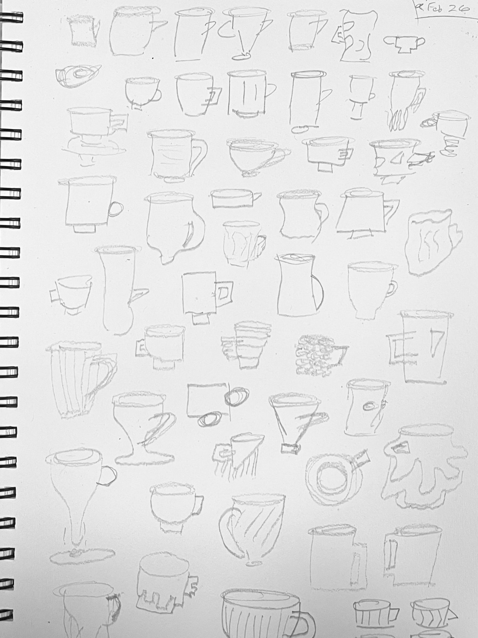 Pencil sketches of mugs