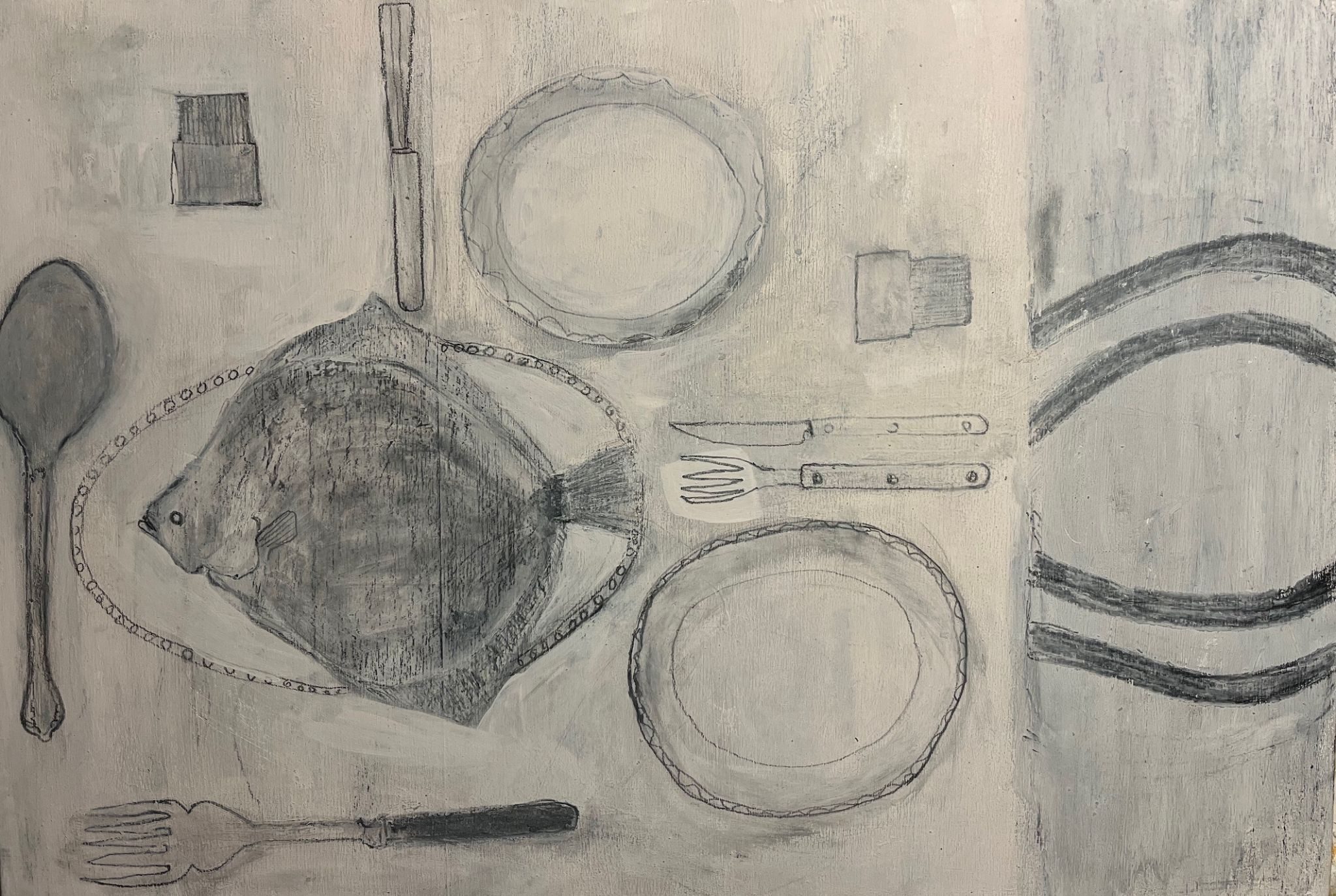 Graphite and housepaint on birch ply