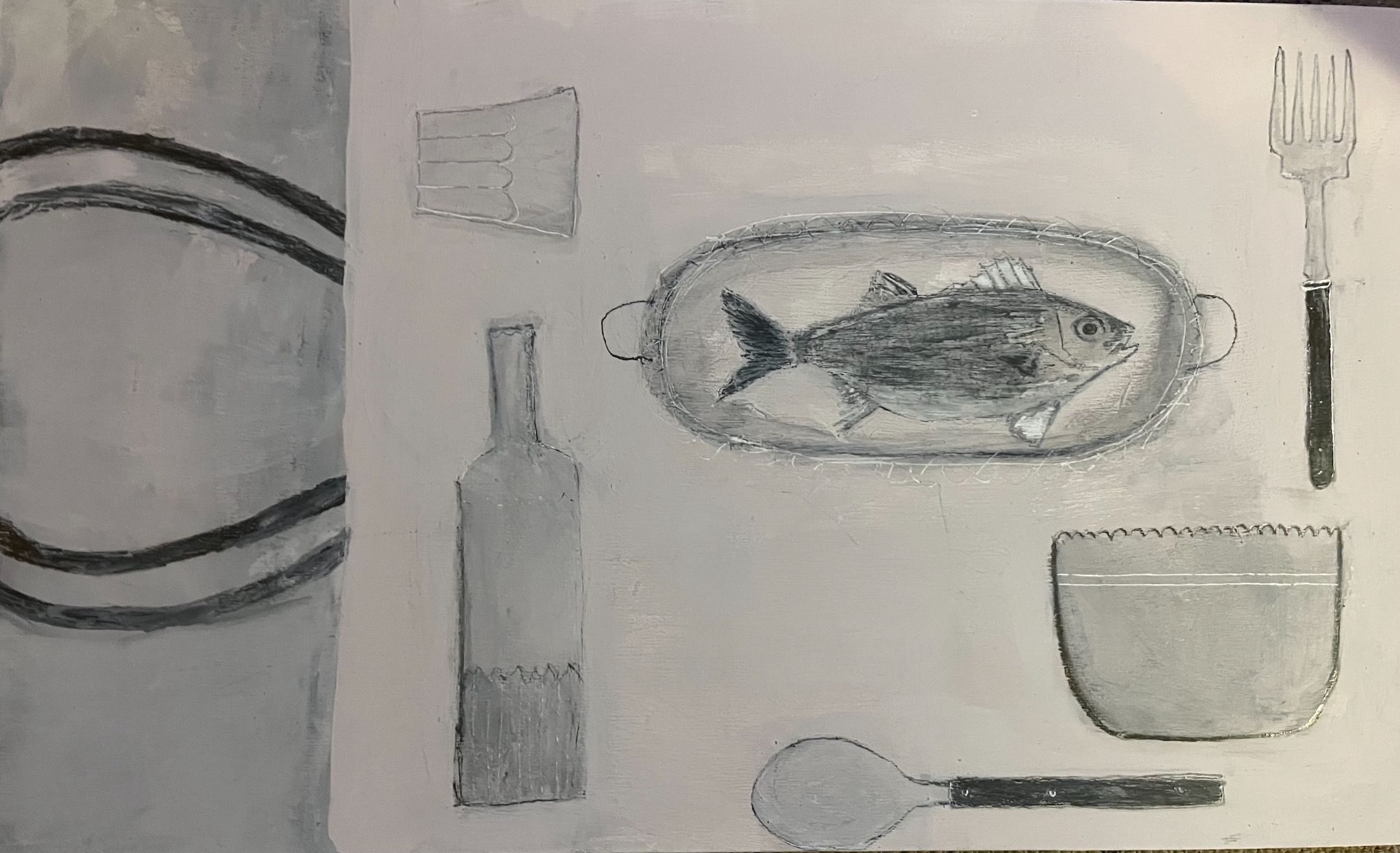 Graphite and housepaint on birch ply