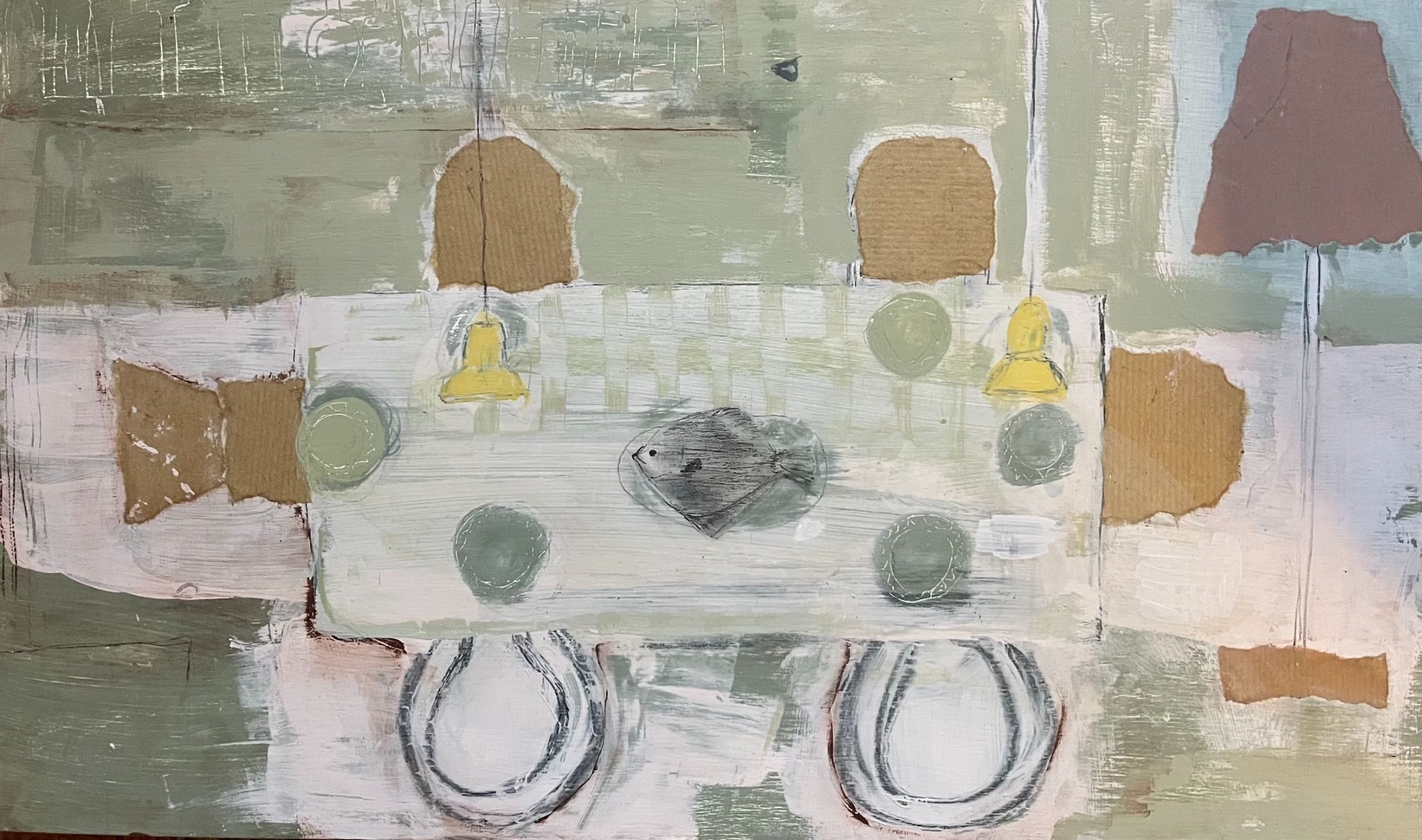 Graphite, housepaint and collage on birch ply