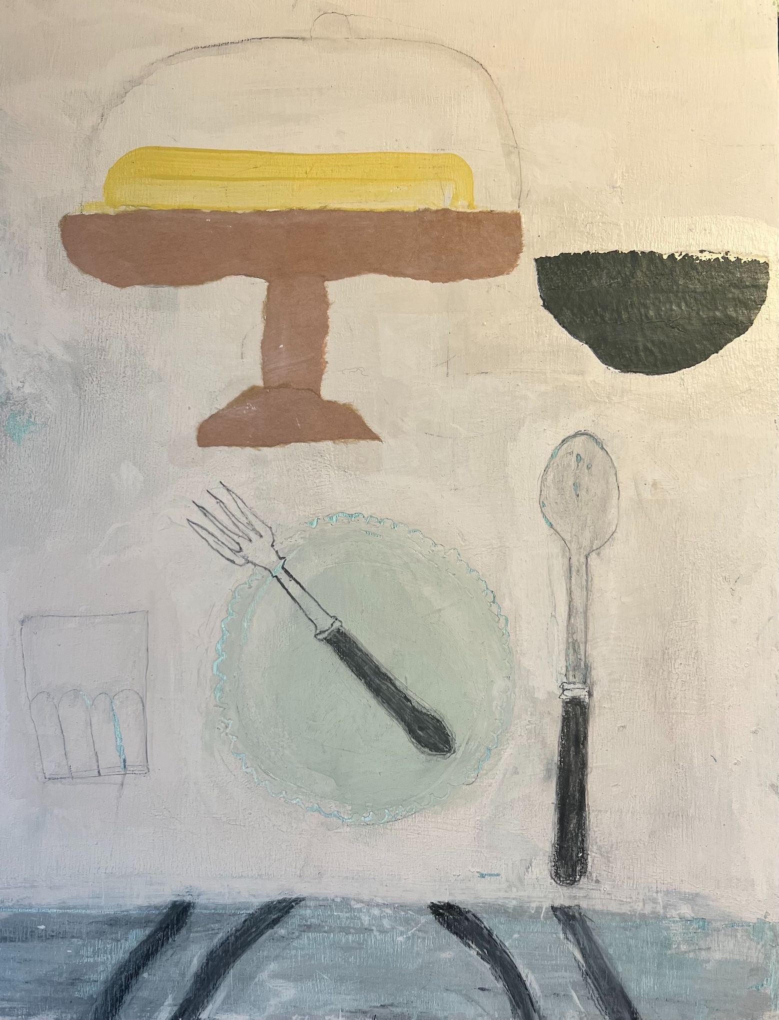 Graphite, housepaint and collage on birch ply