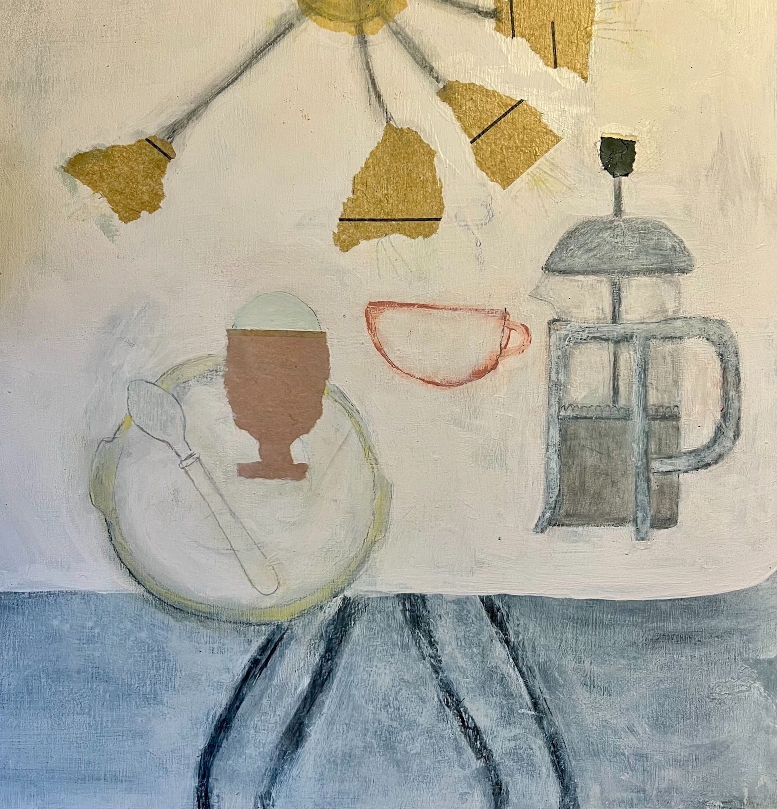 Graphite, housepaint and collage on birch ply