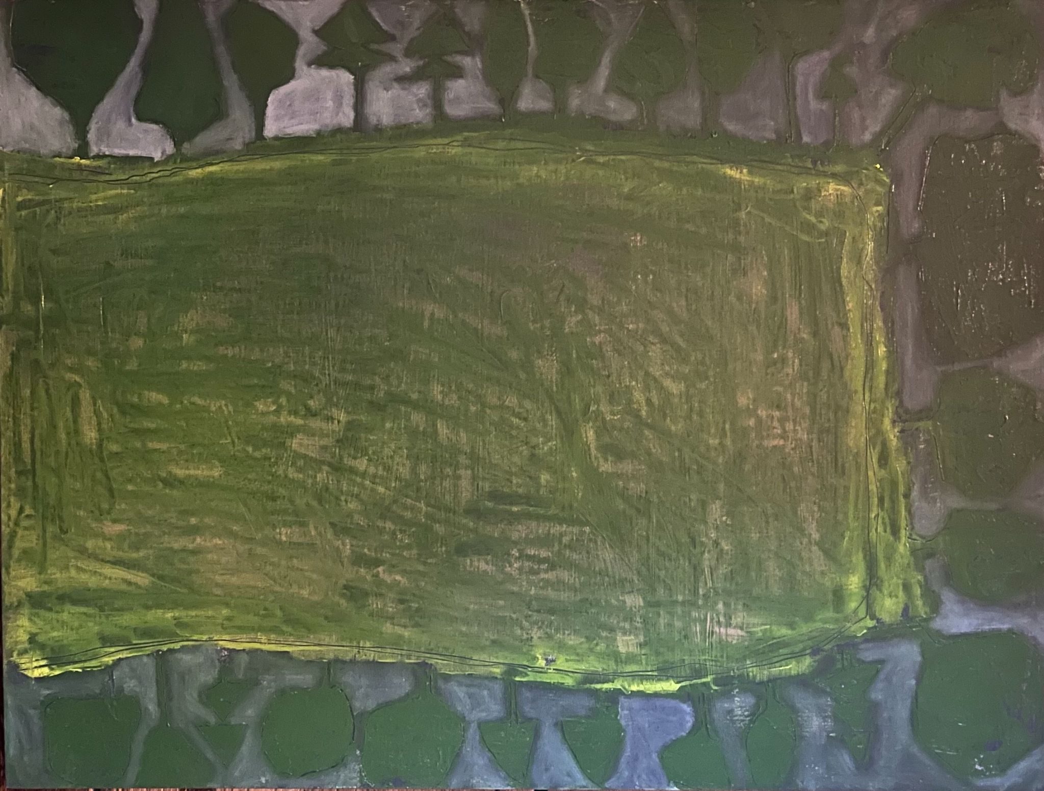 oil stick and oil on wooden cradled panel