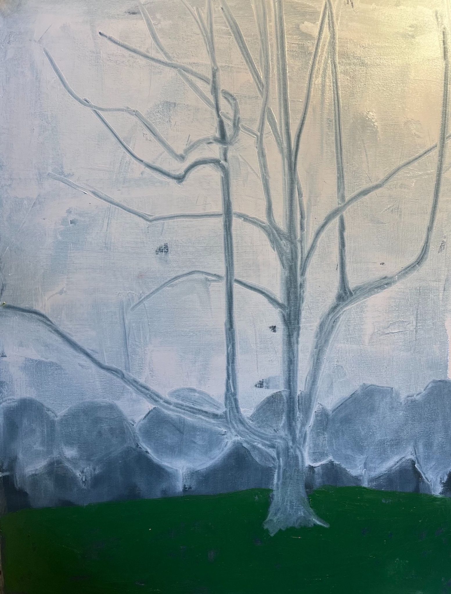 oil stick, oil and housepaint on wooden cradled panel