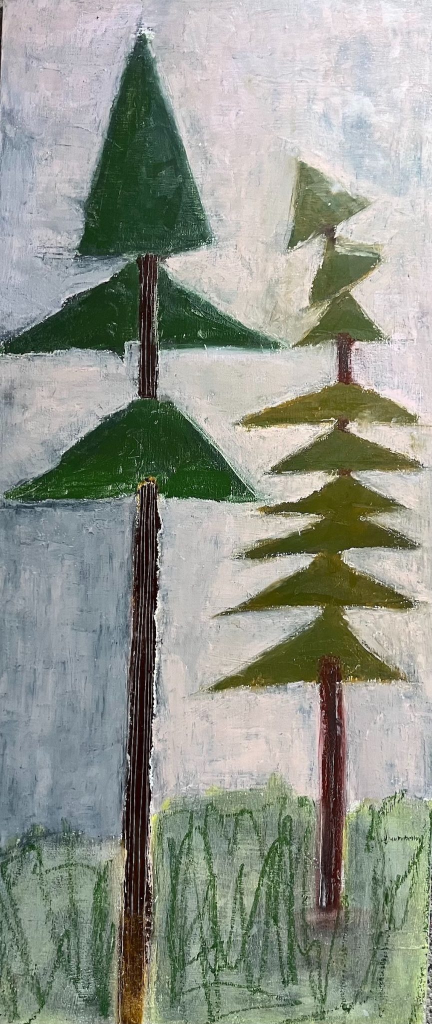 oil stick and oil on birch ply panel