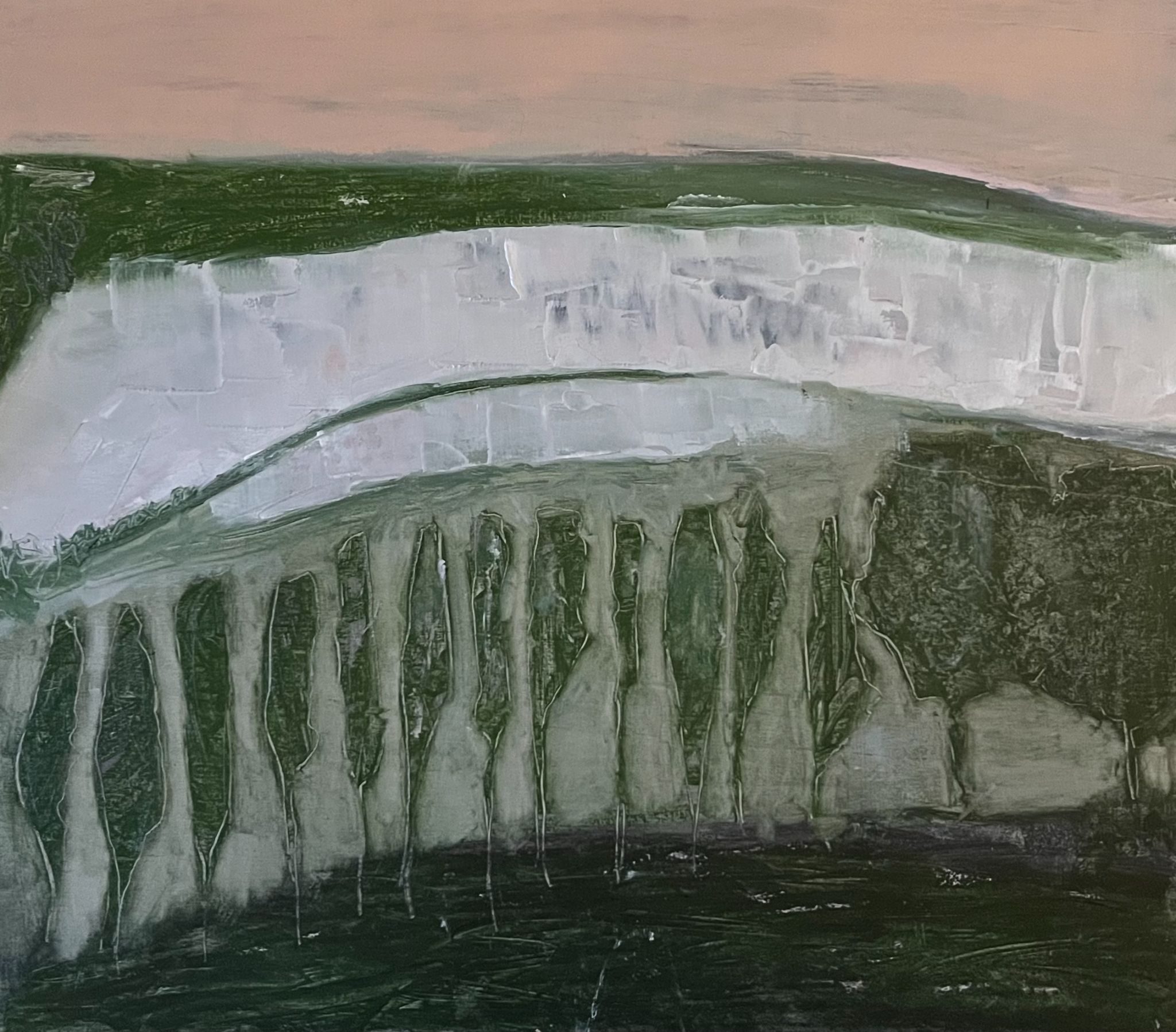 oil stick and oil on wooden cradled panel