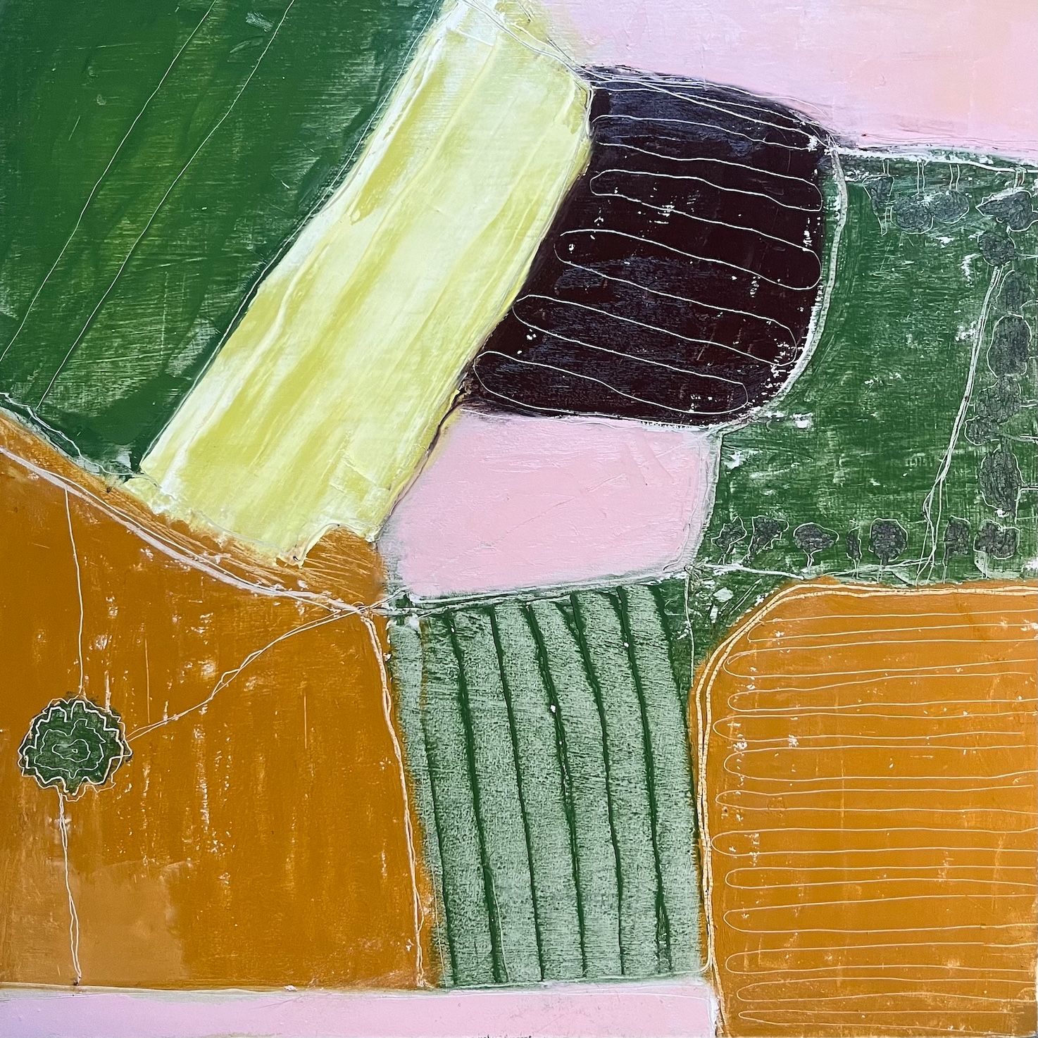 Oil and oil stick on wooden cradled panel