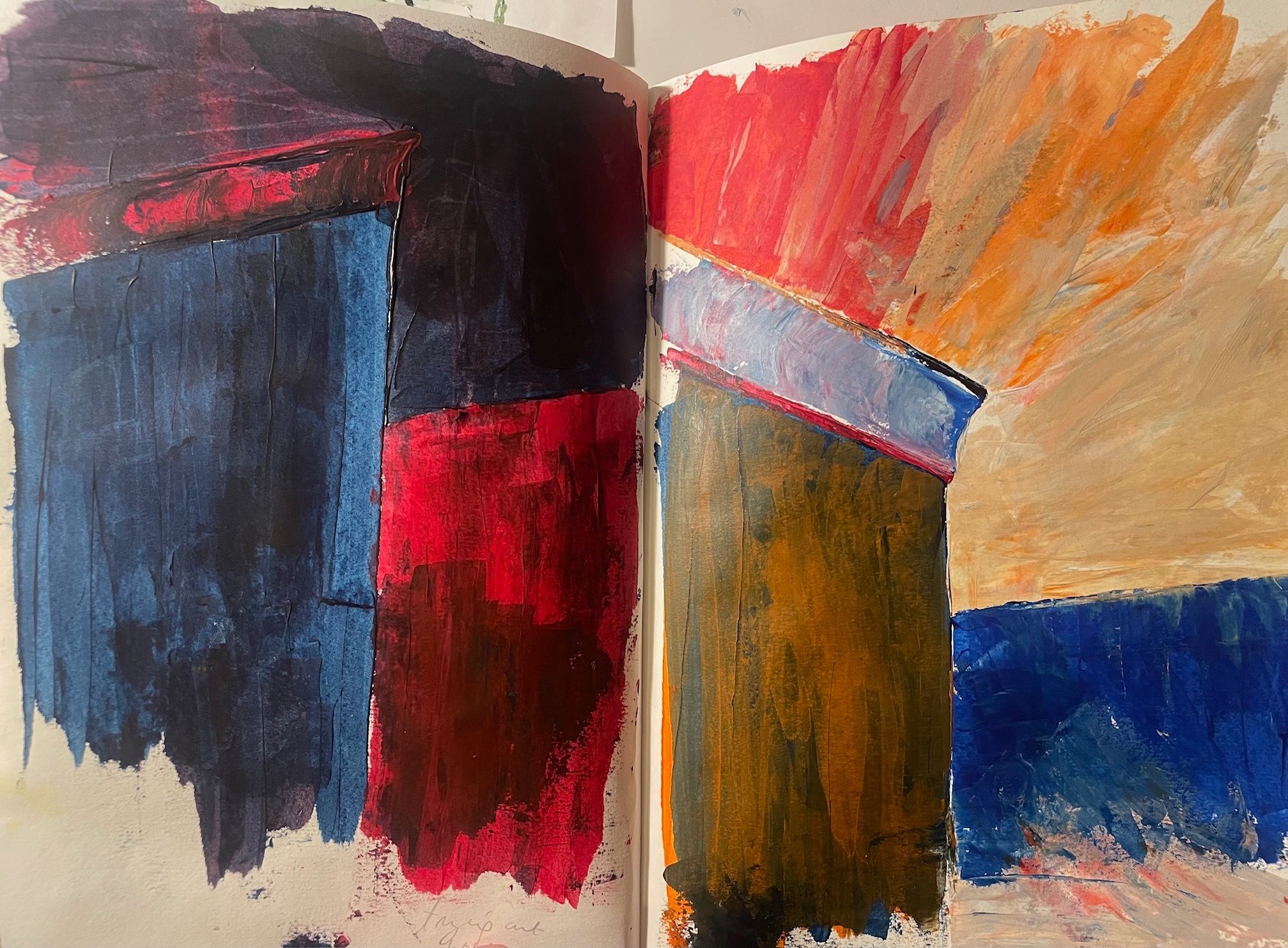 Room interiors painted in bright block colours