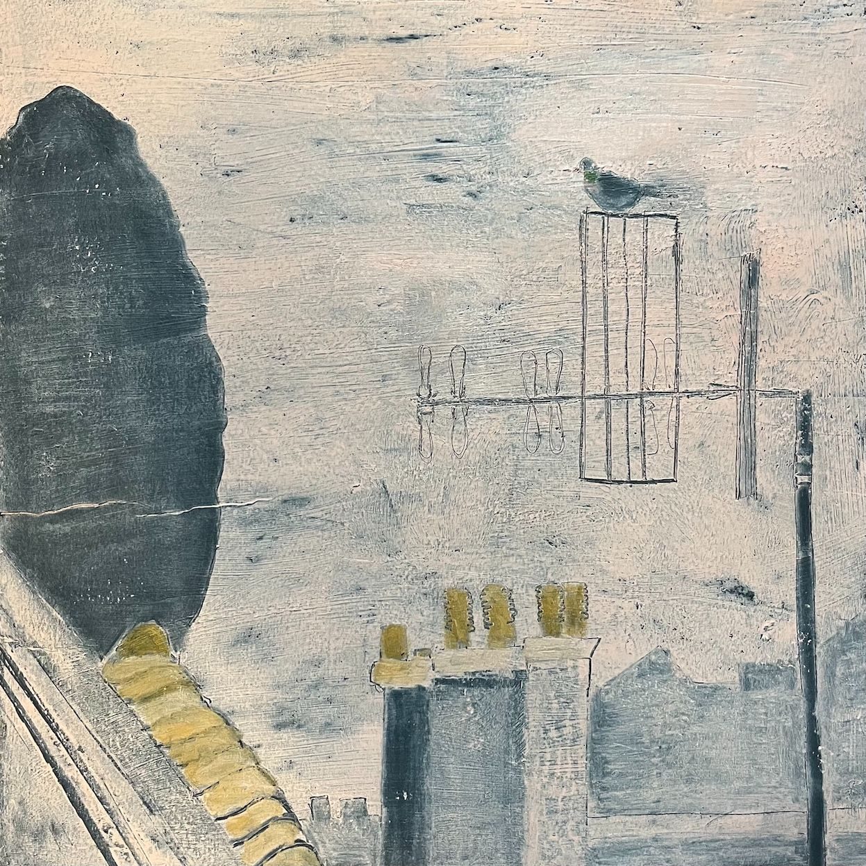 Oil stick and housepaint on primed 300gsm paper