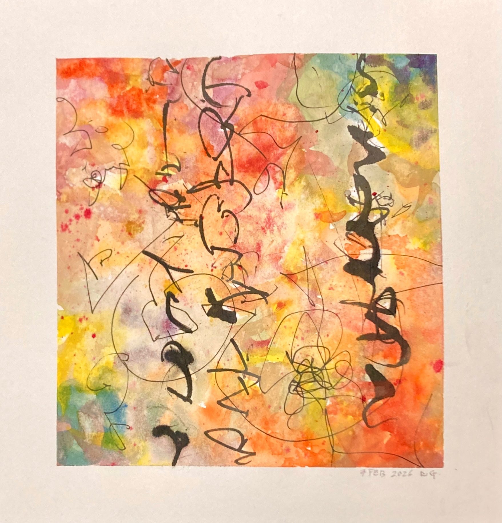 Watercolours and ink on paper (sketchbook)