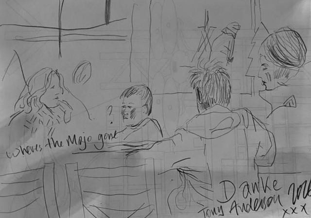 Scene seen in a snow hut.