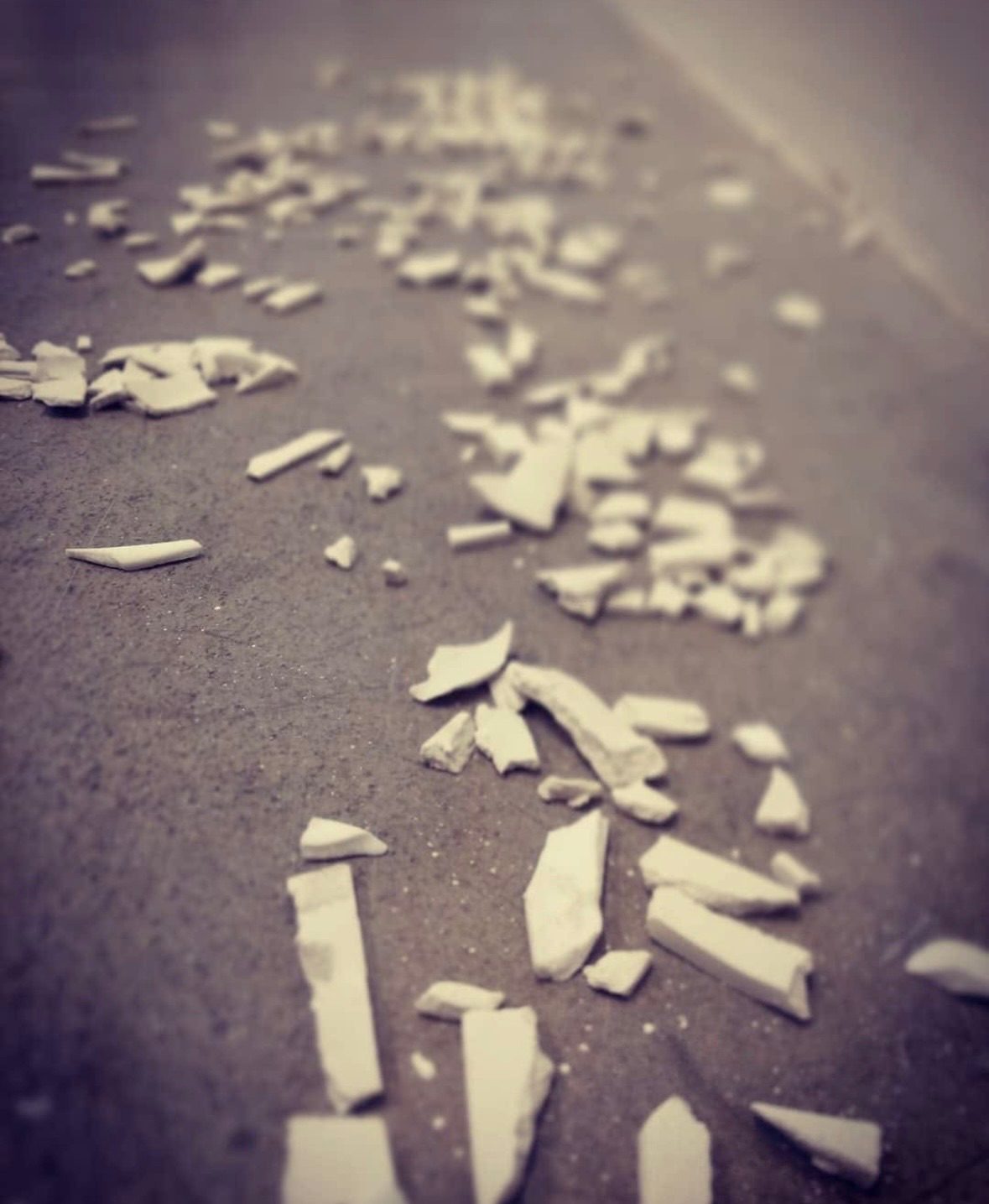 Porcelain, broken fragments, fired to 1300C