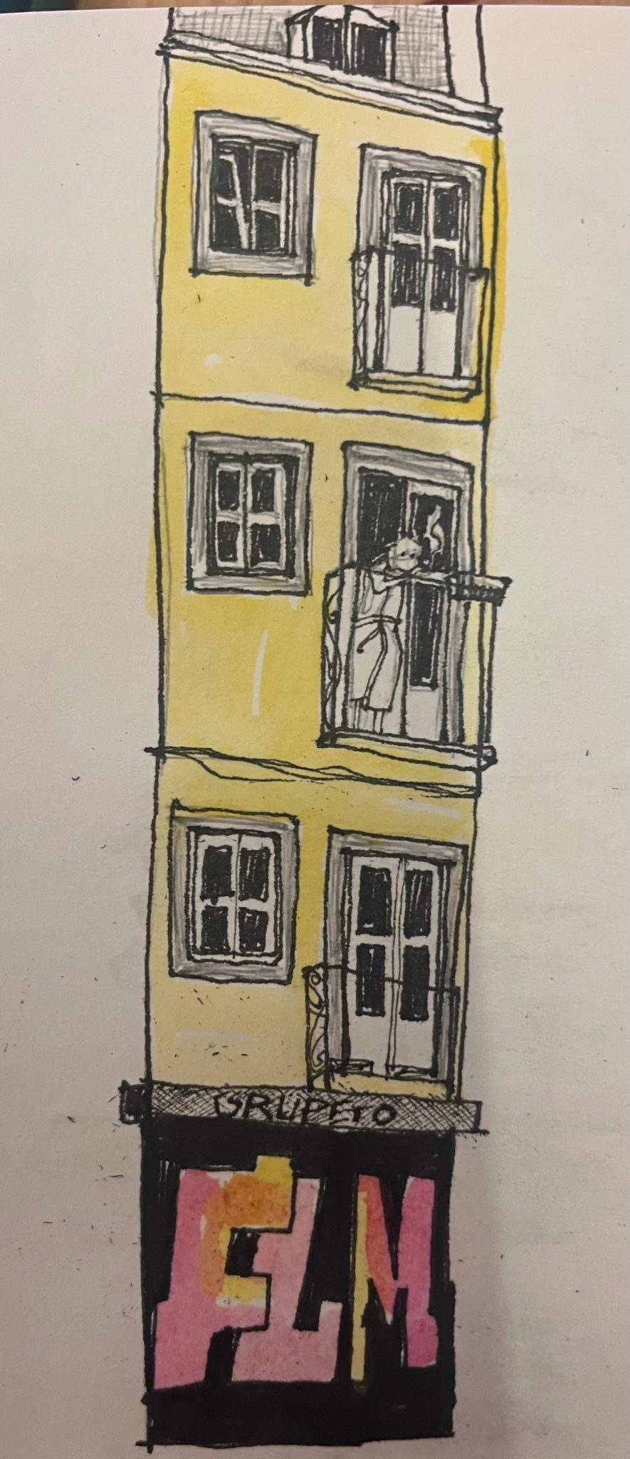 Drawing of a building in Lisbon