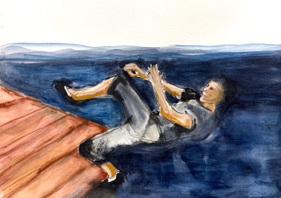 Watercolor and ink on paper