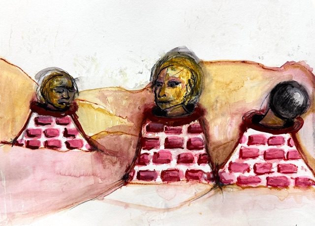 Watercolor and ink on paper