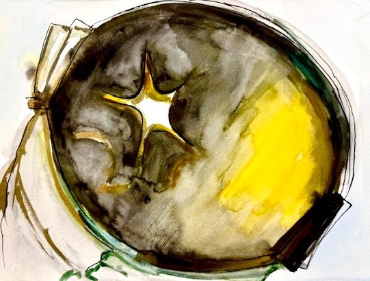 Watercolor and ink on paper