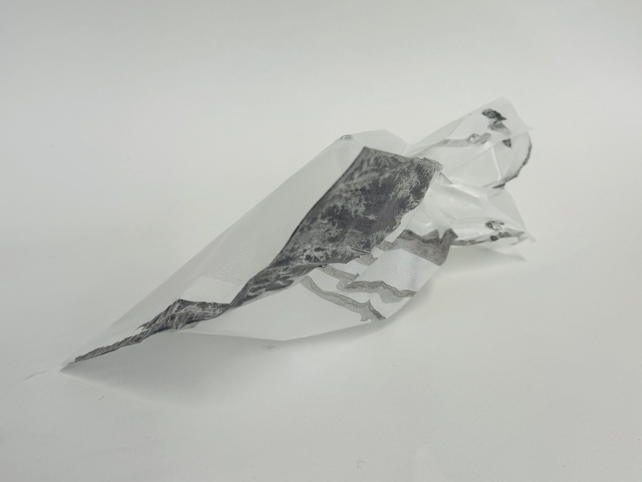 Watered down black Ink poured into a bag and pored out