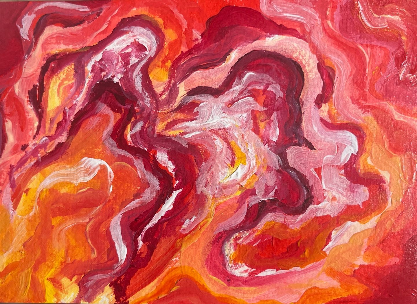 A quick 10 minute intuitive painting, using colours already on my palette for another painting.