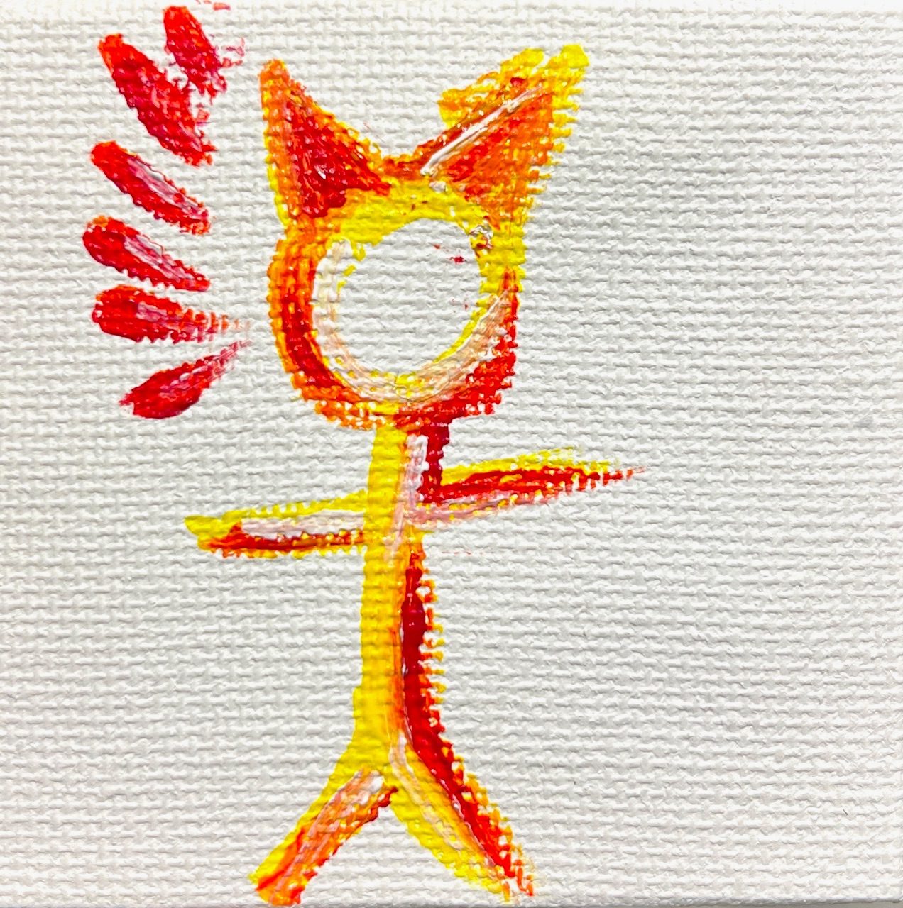 Stick person wit cat ears and little marks next to left ear imitating movement