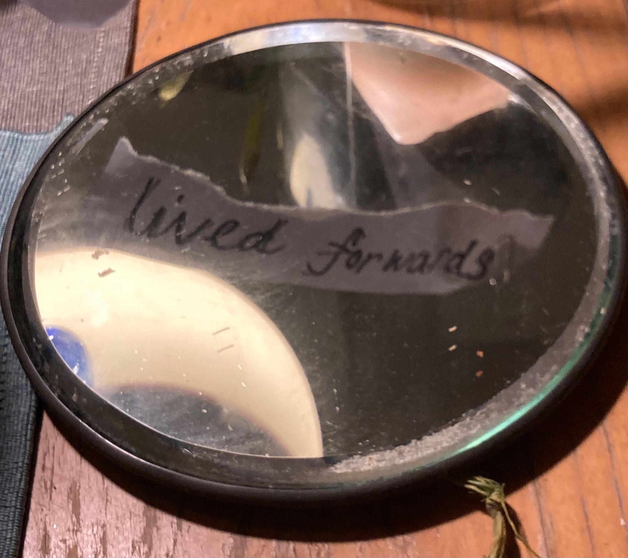 Image with text as seen through a  mirror