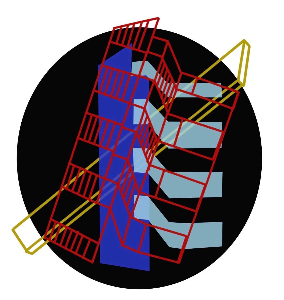 Digital drawing exploring fragmentation and deconstruction