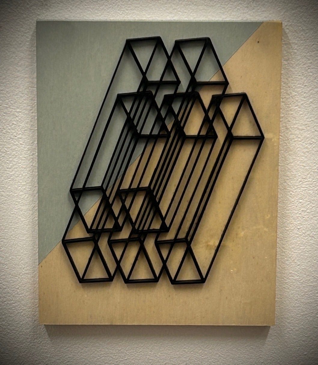 Wood relief, paint on wood panel