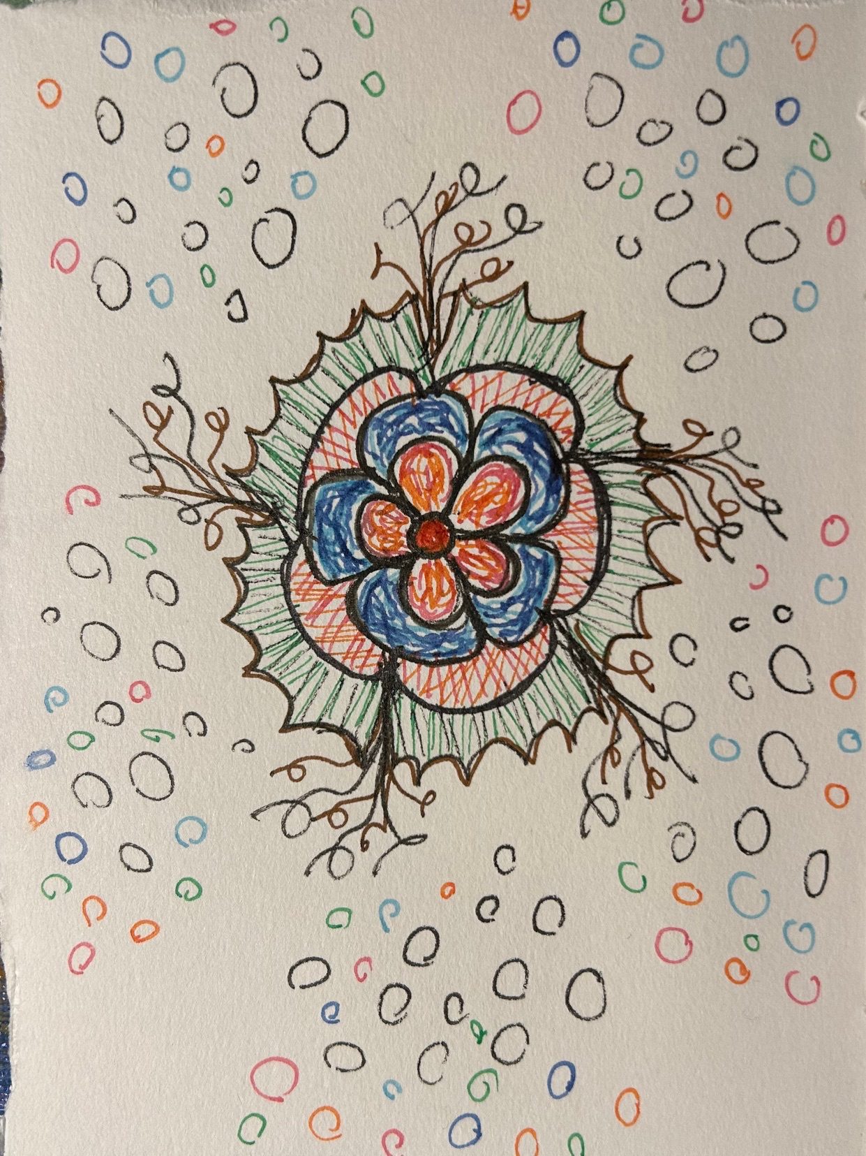 Coloured pen drawing on paper