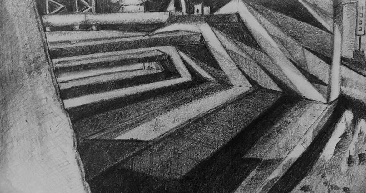 Tonal drawing, graphite on paper