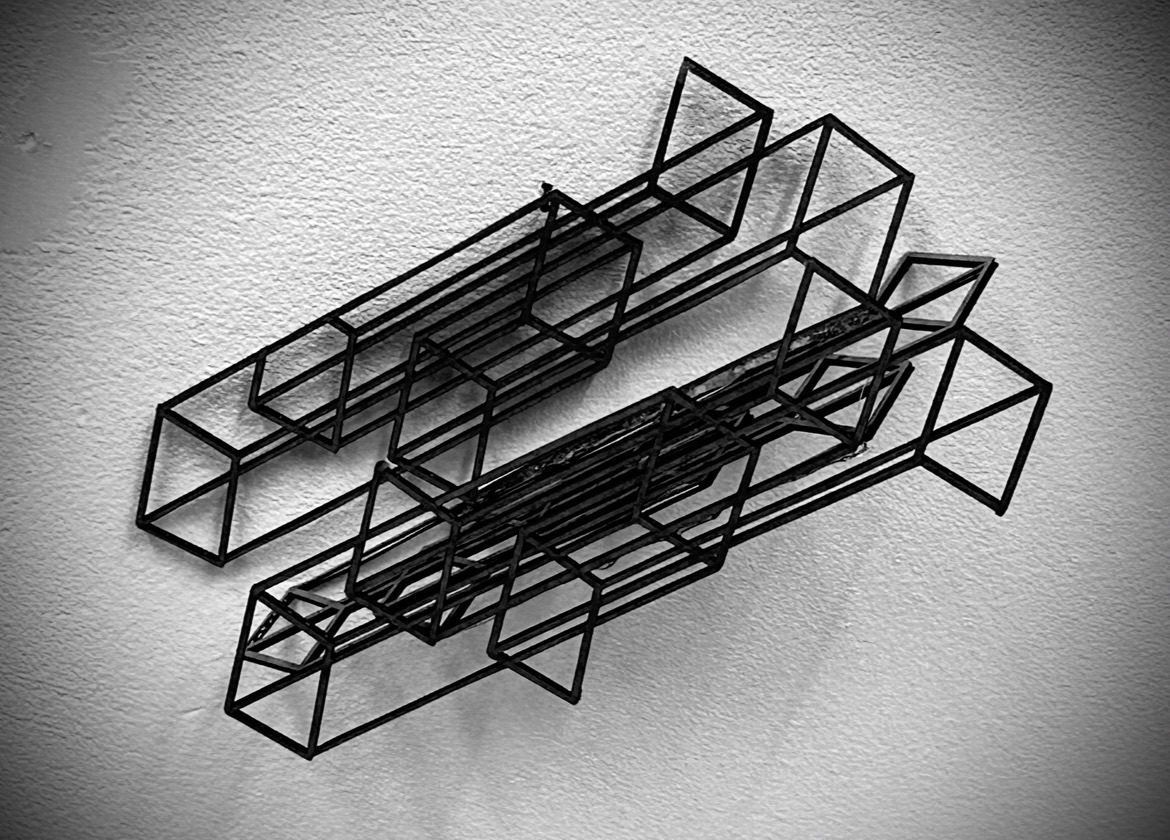 Cut card, black paint