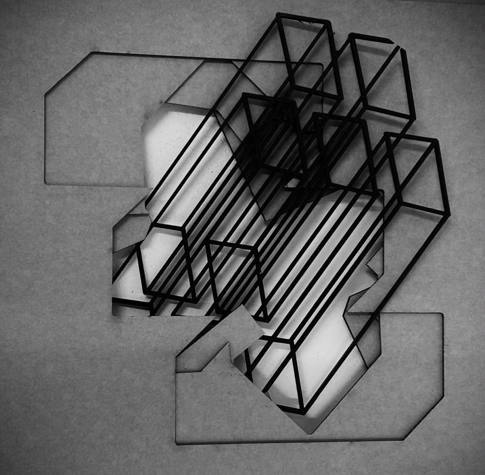 Cut card and black paint