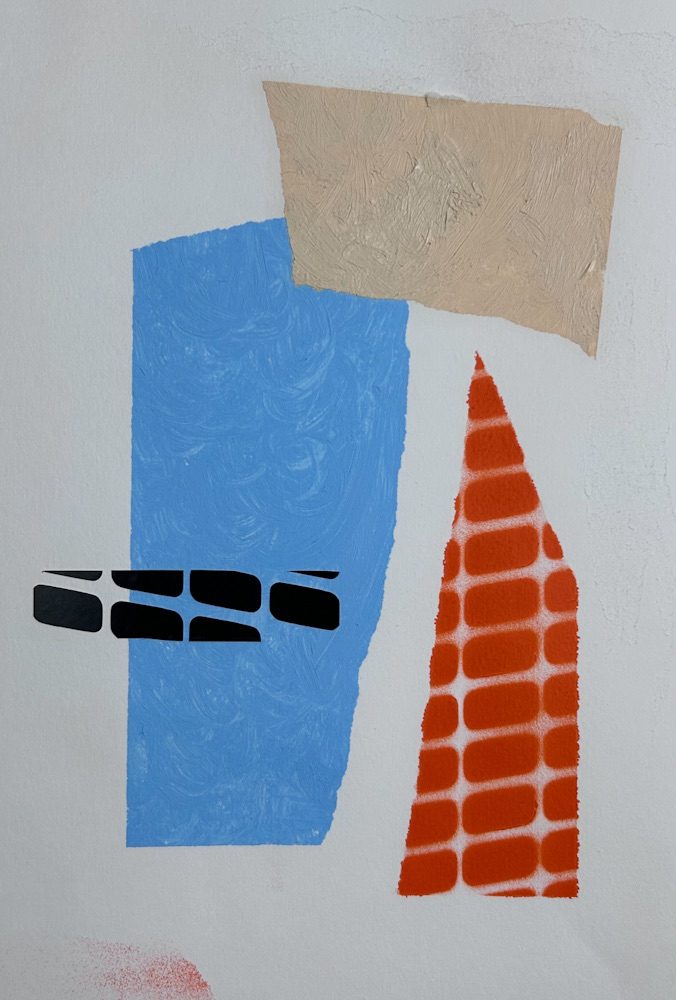 Oil, spray paint and vinyl on paper