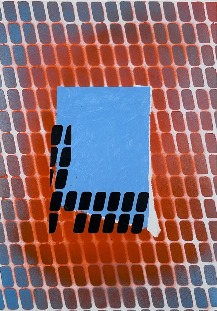 Spray paint, oil paint and vinyl on paper